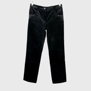 Per Se Carlisle Womens Black Corduroy Jeans Slim Leg Mid Rise Silk Trim size 0